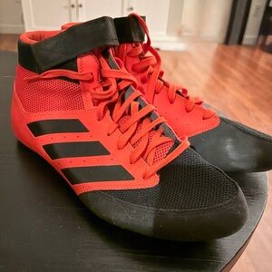 Adidas Black and Red High-Top Wrestling Shoes